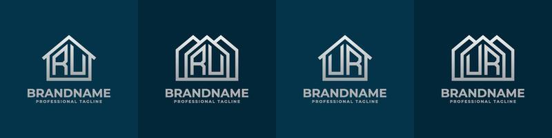 Letter RU and UR Home Logo Set. Suitable for any business related to house, real estate, construction, interior with RU or UR initials. vector