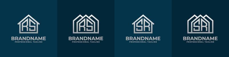 Letter RS and SR Home Logo Set. Suitable for any business related to house, real estate, construction, interior with RS or SR initials. vector