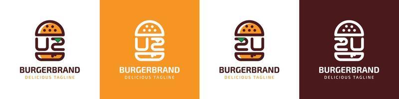 Letter UZ and ZU Burger Logo, suitable for any business related to burger with UZ or ZU initials. vector