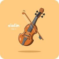 Violin is a classical stringed instrument group, vector illustration.