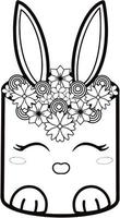 Easter Bunny Cake with Flowers Coloring Page vector