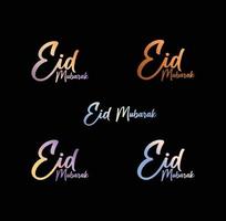 Beautiful set of typography or calligraphy eid mubarak vector design color and gradient