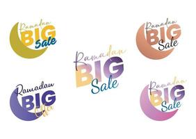 Ramadan Sale offers Design Set. Flat Design Vector Template for Label, Stickers, Posters, Flyer, and Banner. Ramadan big sale offers a set of discount labels