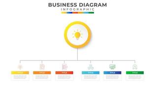 6 Steps Modern Mindmap diagram with topics vector