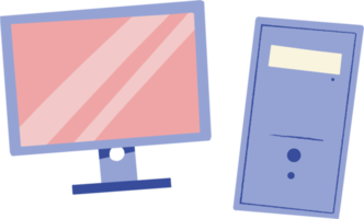 Personal computer in flat style. Desktop computer. png