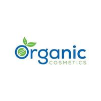 Organic Cosmetics Logo Icon Vector Illustration With Blue And Green Colour.