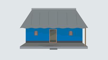 2d indio pueblo azul casa fondo, animado pueblo casa afuera, pueblo casa animado antecedentes vector