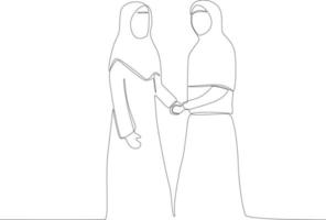 Two female friends shaking hands vector