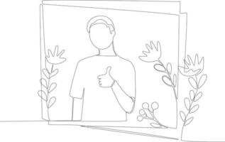 A man in a modern floral frame vector