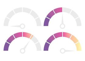 Speedometer, tachometer, indicator icons. Performance measurement. White background. Vector illustration