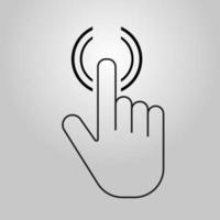 Push button. Hand icon on gray background. Cursor of computer mouse. Vector illustration