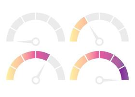 Speedometer, tachometer, indicator icons. Performance measurement. White background. Vector illustration