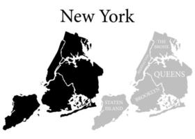 New York state. State of America territory on white background. Separate boroughs. Vector illustration