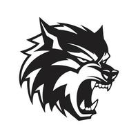 angry wolf mascot logo ,hand drawn illustration. Suitable For Logo, Wallpaper, Banner, Background, Card, Book Illustration, T-Shirt Design, Sticker, Cover, etc vector