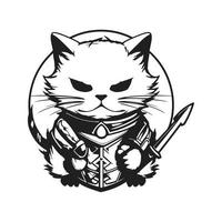 cat warrior, vector concept digital art ,hand drawn illustration