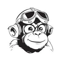 monkey pilot, vector concept digital art ,hand drawn illustration