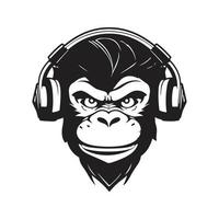 monkey gamer, vector concept digital art ,hand drawn illustration