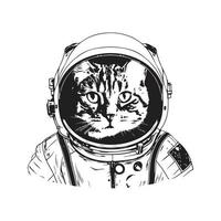 space suited cat astronaut, vector concept digital art ,hand drawn illustration