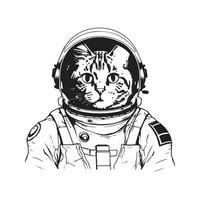 space suited cat astronaut, vector concept digital art ,hand drawn illustration