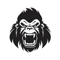 Ferocious gorilla mascot logo ,hand drawn illustration. Suitable For Logo, Wallpaper, Banner, Background, Card, Book Illustration, T-Shirt Design, Sticker, Cover, etc vector