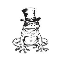 magician frog with hat, vector concept digital art ,hand drawn illustration