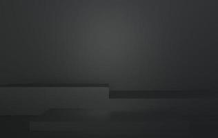 Empty black podium.3D display podium on dark background.Stand Minimal mockup for presentation.Abstract black background concept.Geometric platform show cosmetic product.Stage showcase.3D rendering photo