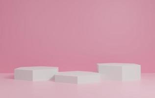 3D display podium on pink background.Stand Minimal mockup for presentation.Abstract pink background concept.Geometric platform show cosmetic product.Stage showcase.Empty pink podium.3D rendering photo