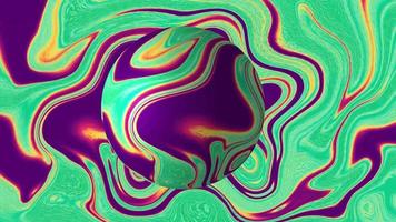 Colorful abstract psychedelic neon liquid backdrop. Water ink or acrylic paint marbled iridescent vivid texture. Colorful panoramic liquid wave background. Abstract fluid swirl pattern video