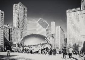 March 4 2023. Chicago, Illinois. The Bean is a work of public art in the heart of Chicago. The sculpture, which is titled Cloud Gate, is one of the worlds largest permanent outdoor art installations. photo