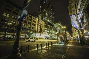 March 3 2023. Chicago, Illinois. Architecture and buildings in downtown Chicago at night. photo