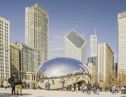 March 4 2023. Chicago, Illinois. The Bean is a work of public art in the heart of Chicago. The sculpture, which is titled Cloud Gate, is one of the worlds largest permanent outdoor art installations. photo