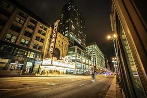 March 3 2023. Chicago, Illinois. Architecture and buildings in downtown Chicago at night. photo