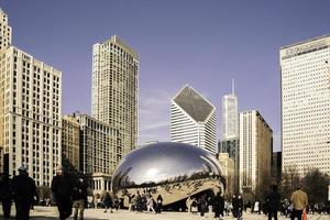 March 4 2023. Chicago, Illinois. The Bean is a work of public art in the heart of Chicago. The sculpture, which is titled Cloud Gate, is one of the worlds largest permanent outdoor art installations. photo