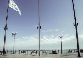 Flag poles at Navy pier in Chicago. photo