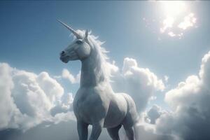 A unicorn in the sky created with technology. photo