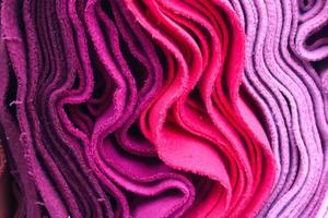 View on samples of cloth and fabrics in different colors found at a german fabrics market. photo