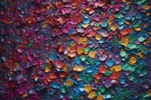 Photo realistic background texture of colourful glittering paper from above created with technology.