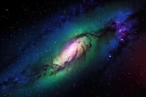 Stunning colorful galaxies in the night sky created with technology. photo