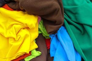 View on samples of cloth and fabrics in different colors found at a german fabrics market. photo