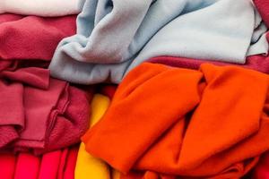 View on samples of cloth and fabrics in different colors found at a german fabrics market. photo