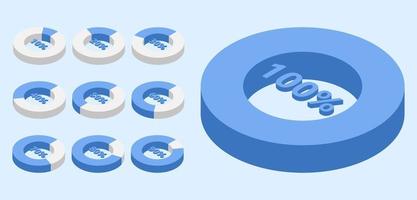 isometric circular graph chart with percentage vector