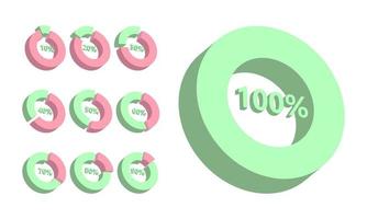 3d circular grafico con porcentaje colección vector
