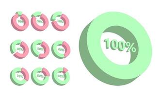 3d circular graph with percentage collection vector