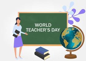 World Teacher's Day. Internatioanl holiday. Greeting card. Vector illustration. EPS 10