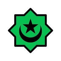 illustration of a star moon flanked by crescent. symbol of Islam. Islamic icons can be used for the month of Ramadan, Eid and Eid Al-Adha. for logo, website and poster designs. vector