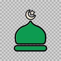 illustration of mosque dome with star moon. Islamic icons can be used for the month of Ramadan,  Eid and Eid Al-Adha. for logo, website and poster designs. isolated and easily editable objects. vector