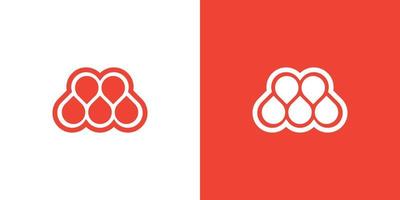Letter M dot tech logo design  template on white and red background vector
