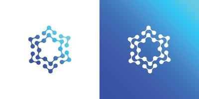 Polygon technology logo design template on white and blue background vector