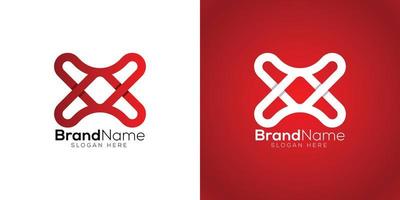 Letter X 3d logo design template on white and red background vector