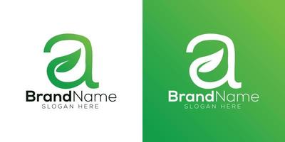 Professional letter A leaf logo design template on white and green background vector